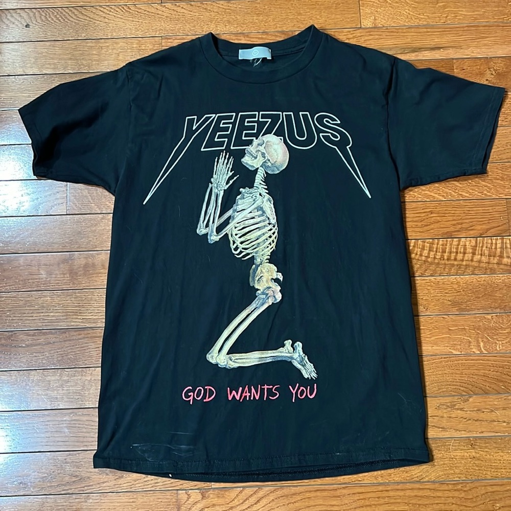 Yeezy Black Graphic 'Yeezus' Skeleton Prayer Tee